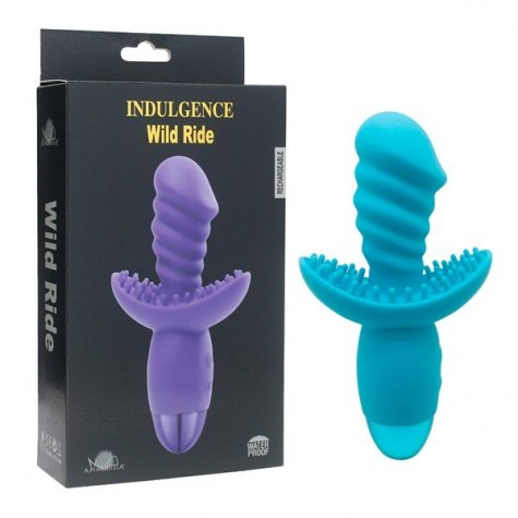 Голубой вибратор INDULGENCE Rechargeable Wild Ride - 16,5 см.